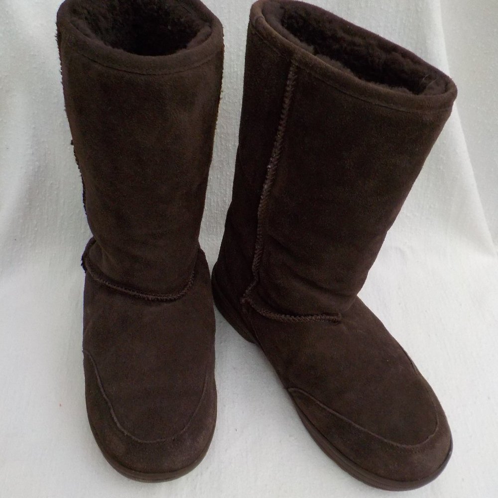 Bearpaw Slip on Suede Boots Chocolate Brown SZ 9
